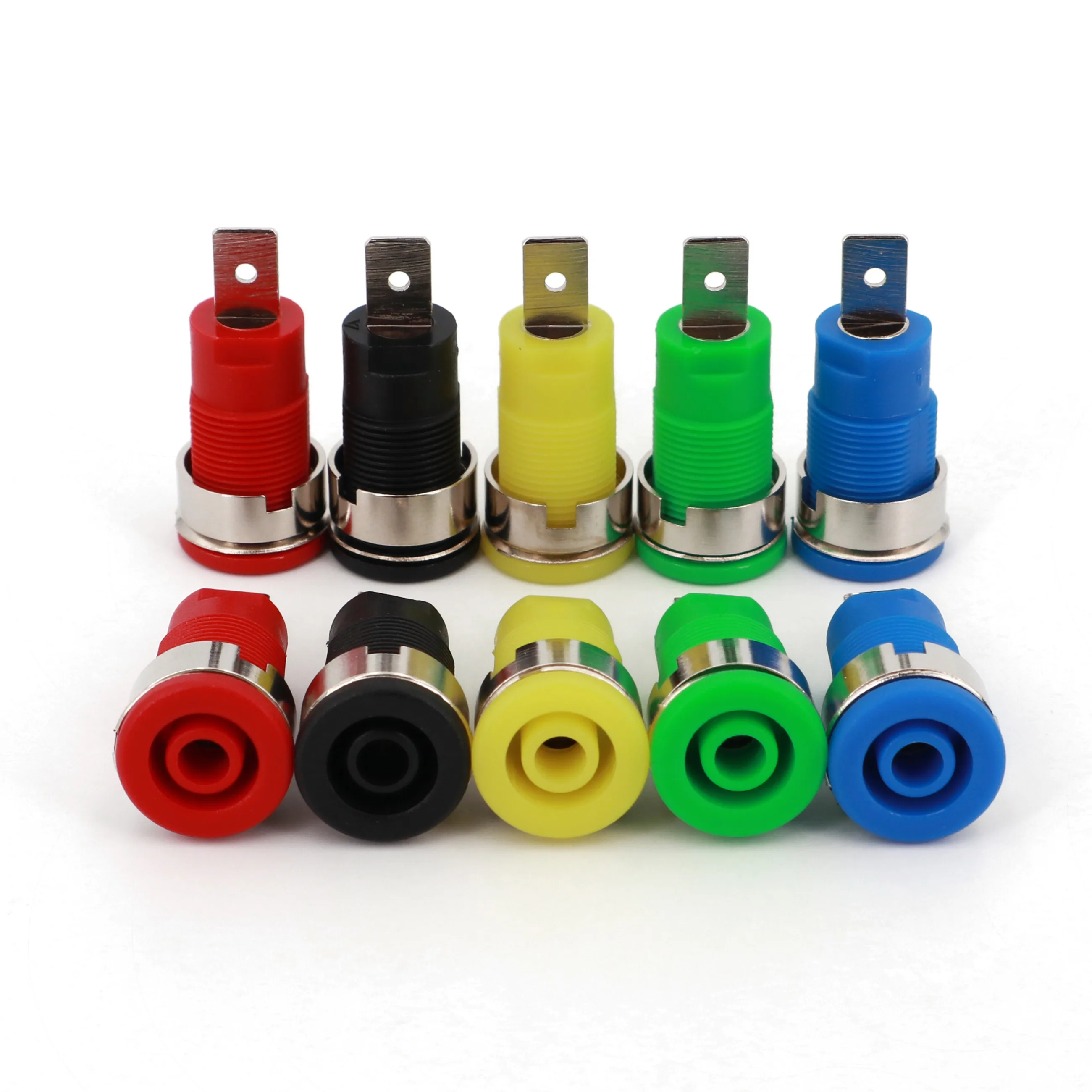 10Pcs Insulated Safety 4mm Banana Female Jack Panel Mount Socket Binding Post Connector