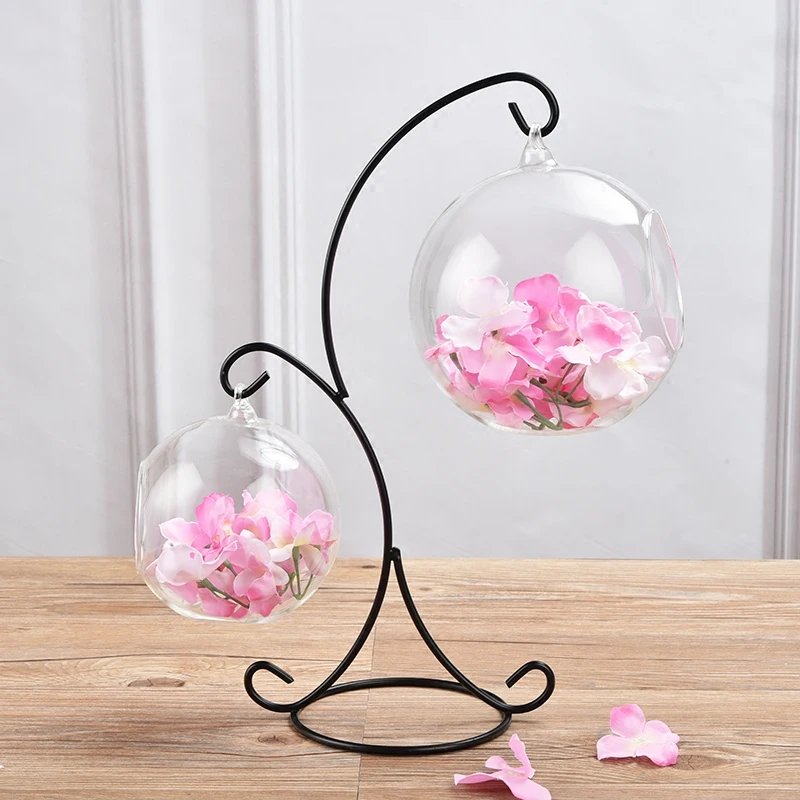 

Free Shipping Creative Metal Stand Glass Terrarium Aquarium Home Decoration Transparent DIY Vase Friend Gift