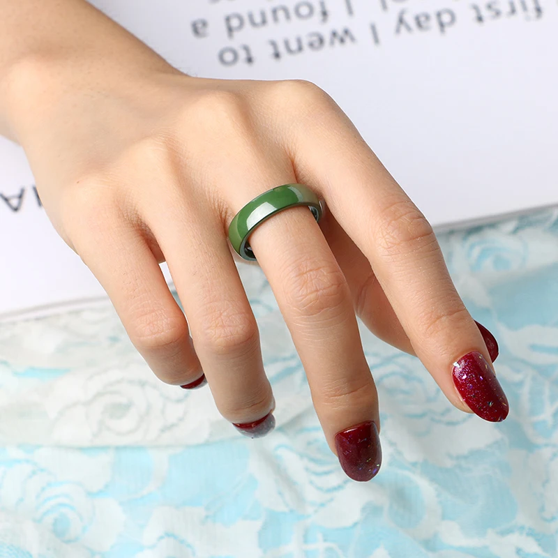 2019 New Green Color Ceramic Rings for Women Men Smooth Healthy Never Fade 3mm 6mm Width Green Finger Rings Wedding Party Gift