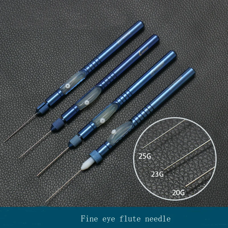 Eye Medicine Flute Needle Titanium Alloy Straight Flush Type with Silicone Tools, Microscopic Instruments, 20G23G25