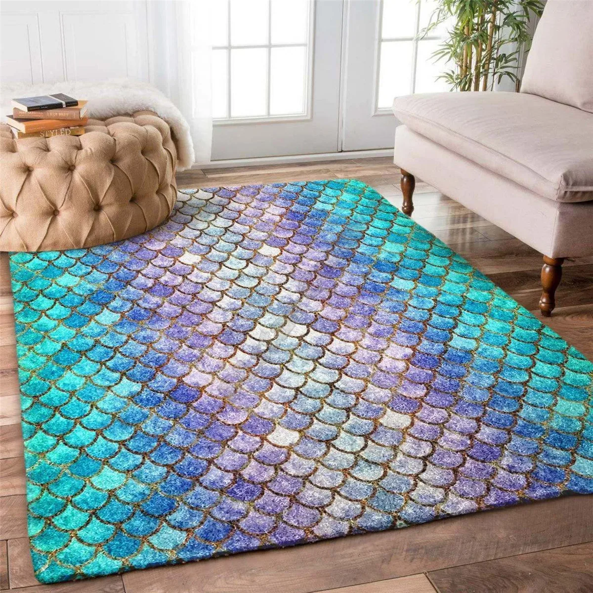 Mermaid 3D Printed Carpet Mat for Living Room Doormat Flannel Print Bedroom Non-slip Floor Rug 01