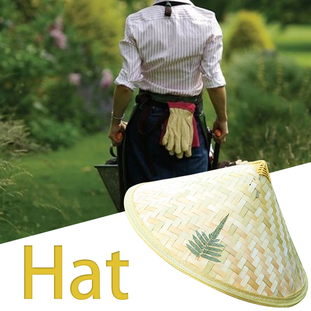 

Retro Hat UV Protect Bamboo Rattan Fisherman Hat Farmer Outdoor Cone Handmade Weave Straw Bucket Hat Cone Fishing Sunshade