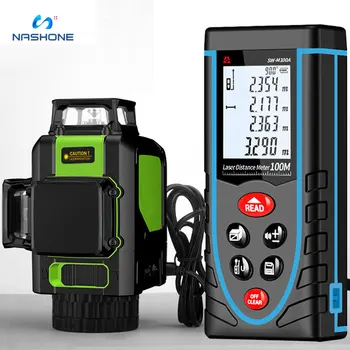 Nashone laser level and laser distance meter professional, Niveau Nivel laser 360 Autonivelante 3D 12 Linhas horizontal vertical
