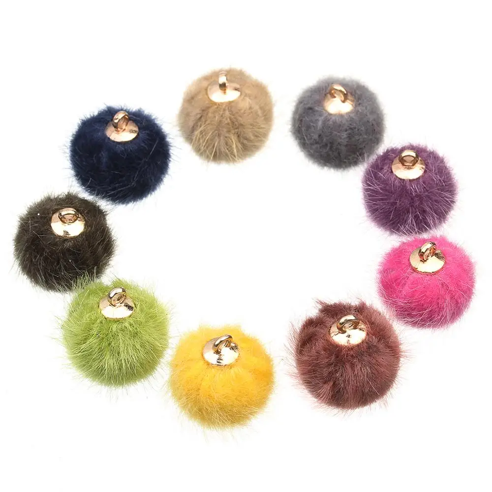 Pompom Balls Fur Ball Charms Furball Fit Earring Necklace Bracelet Pompon Ball Beads Pendant For DIY Jewelry Making Findings