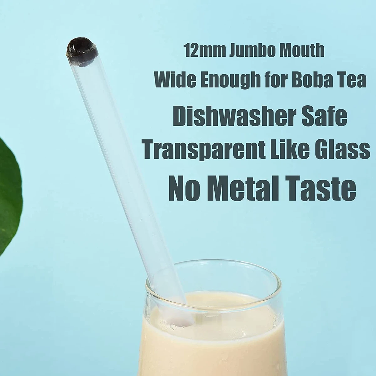 Eco-friendly Reusable Glass Wide straw Boba Drinking Straws Bubble Tea Straws for Smoothie Milkshakes Straws with Cleaning Brush