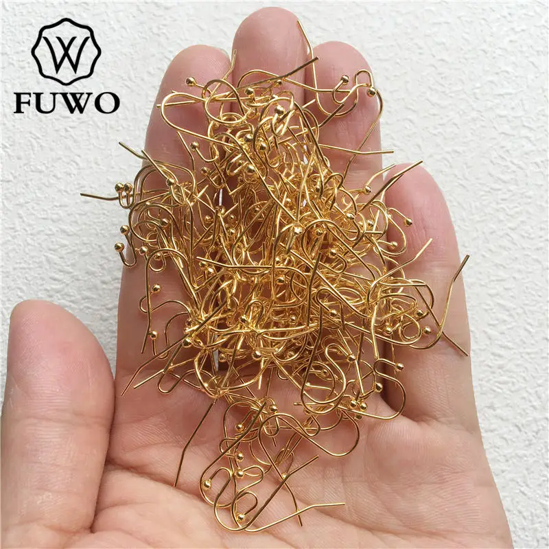 FUWO High Quality Brass Ball Head Earring Hooks With Gold Filled Anti Fading DIY Jewelry Making Accessories 100pcs/lot B010
