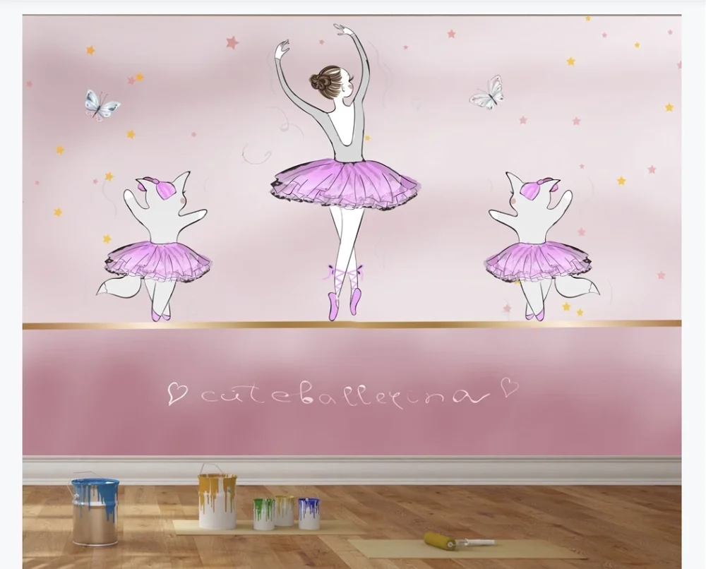XUE SU Custom photo wallpaper mural original Nordic ins pink ballet girl children's room background wall