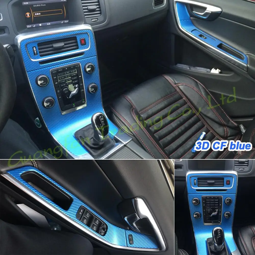 For Volvo S60 V60 Car-Styling 3D/5D Carbon Fiber Car Interior Center Console Color Molding Decorative Sticker Parts Accessories