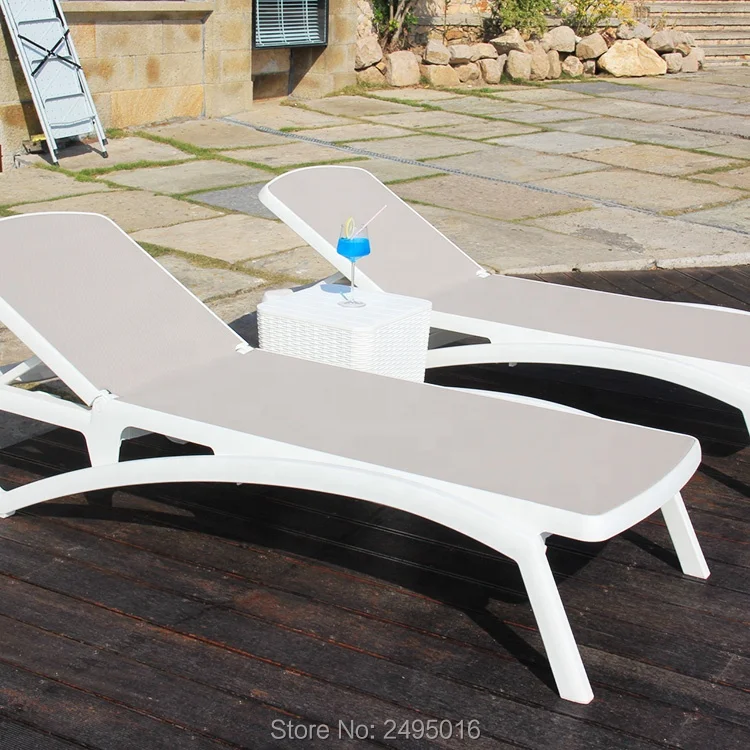 Plastic lounger breathable fabric(replaceable) stackable rust-proof UV-proof easy to move Adjustable beach chair Hot selling