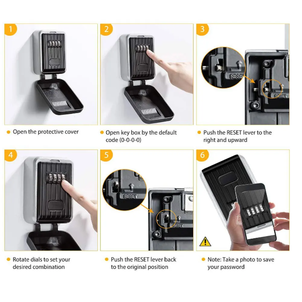 Muur Gemonteerde Key Safe Mini Opslag Key Box Opslag Lock Box Met 4 Cijfercombinatie Waterdichte Cover Voor outdoor Gebruik