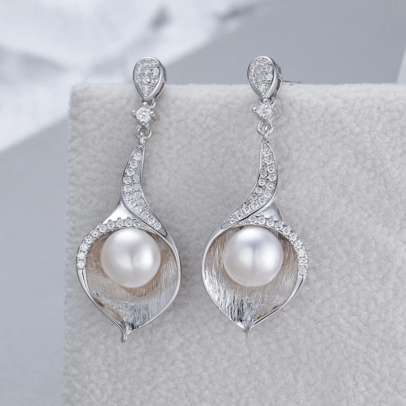 

Fine Jewelry 925 Sterling Silver Drop Earrings Luxury Pearl Earring For Women Anniversary Party Silver 925 Jewelry Gifts