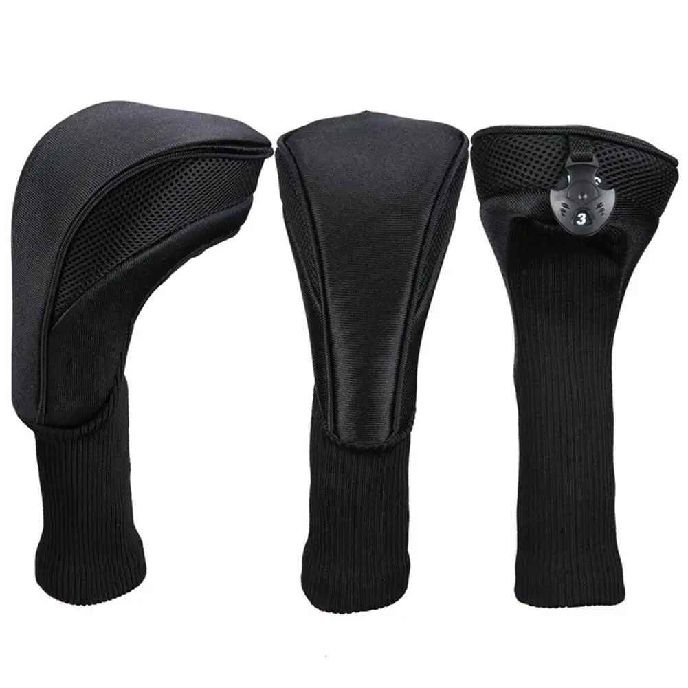 Black Golf Head Covers Driver 1 3 5 Fairway Woods Headcovers For Golf Club Fits All Fairway And Driver Clubs 3Pcs