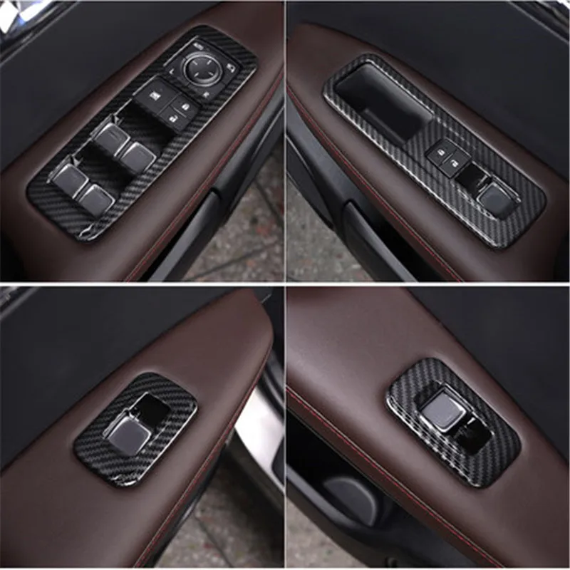 QHCP Car Inner Door Window Lift Button Switch Panel Cover 1Set Trim Sticker Electroplating ABS For Lexus 16-22 RX300 200T 450HL