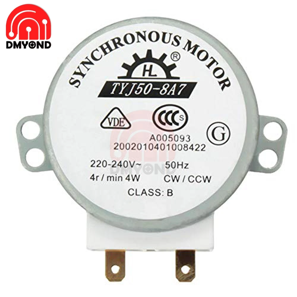 New AC 220V-240V CW/CCW Microwave Turntable Glass Plate Tray Synchronous Motor TYJ50-8A7 Vertical Turntable Motor d shafted 7