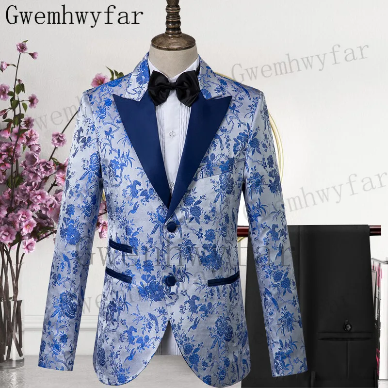 Gwenhwyfar 2022 Pakaian Fashion Pria 2 Buah Fashion Buatan Khusus Setelan Pernikahan Pengantin Pria Tuksedo Pesta Elegan Prom Blazer Bisnis