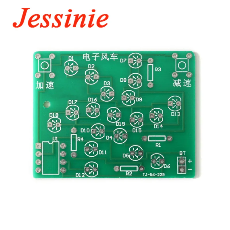 DIY Kit Electronic Windmill DC 5V Funny Rotating Light Kit Practice Board Adjustable Speed MCU Design for Training Soldering