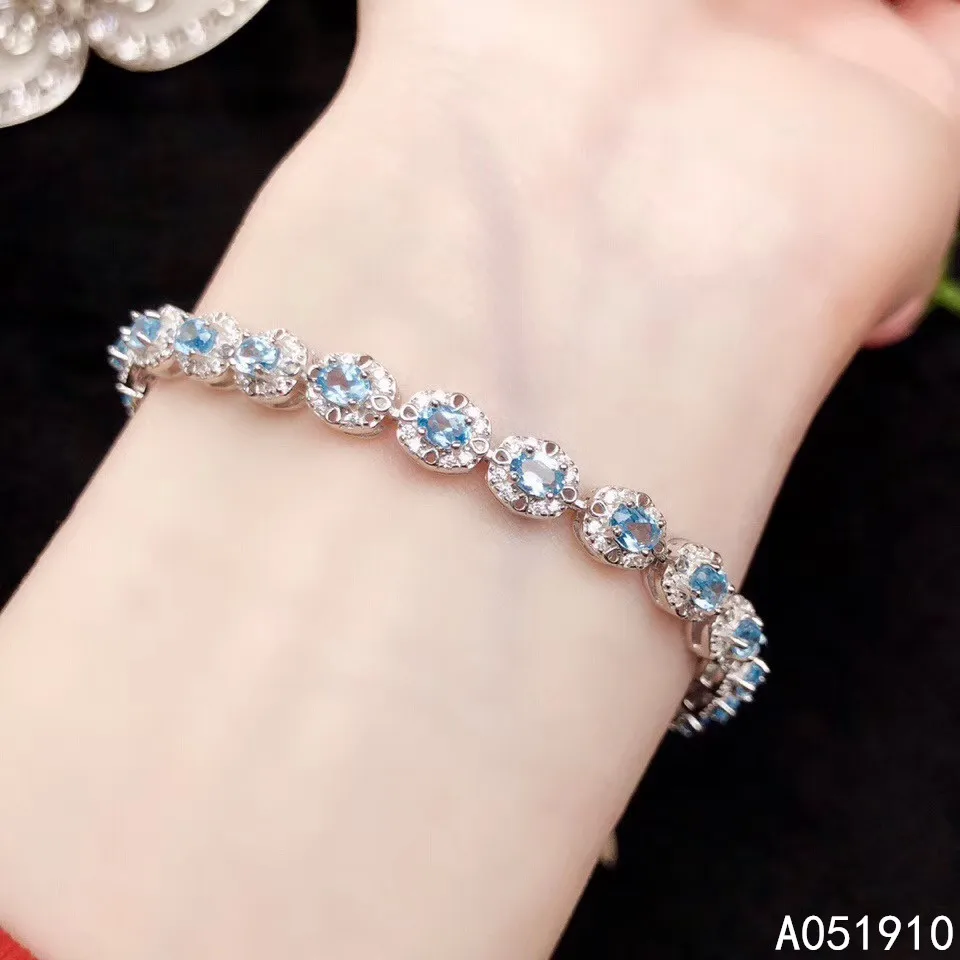 

KJJEAXCMY boutique jewelry 925 sterling silver inlaid Natural Aquamarine fine female Bracelet support detection classic