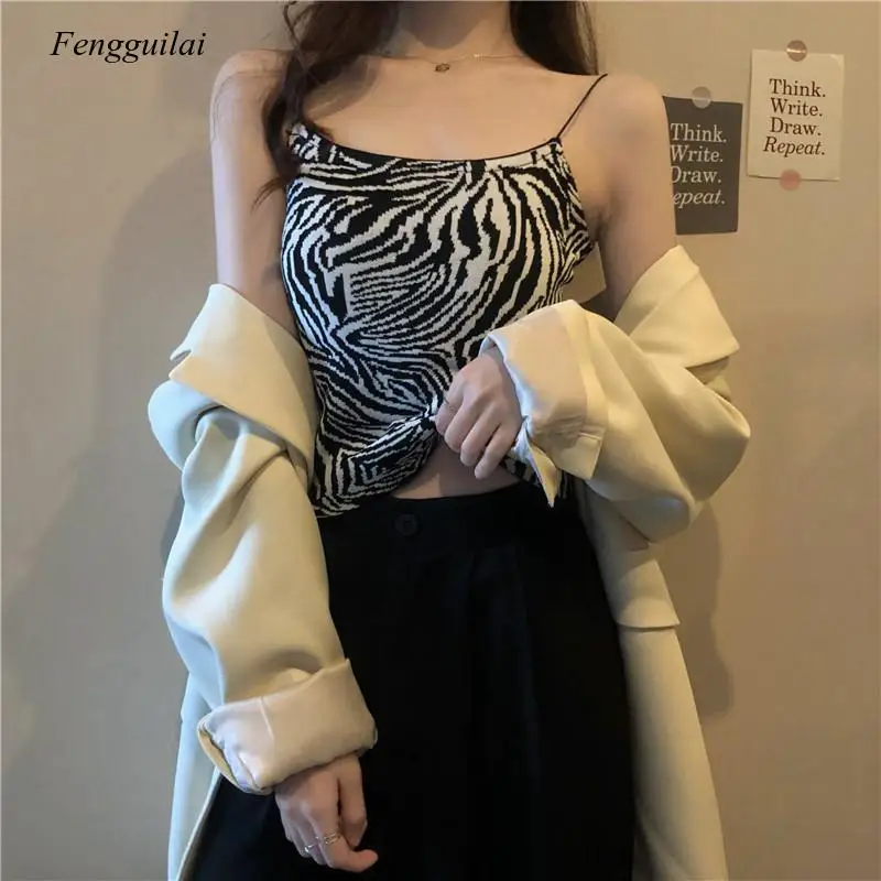 Women's 2021 Spring and Summer Korean New Knitted Base Shirt with Short Outside Vest Strap Top