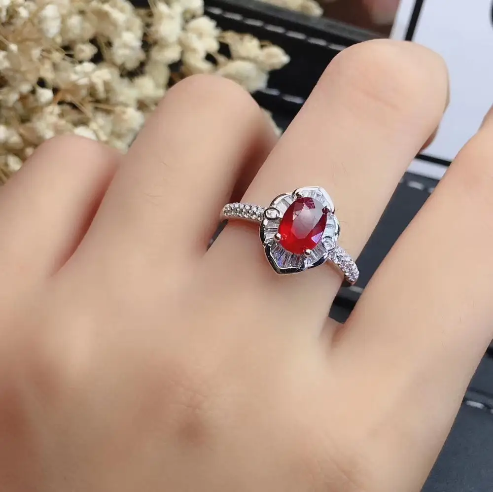 KJJEAXCMY fine jewelry natural ruby 925 sterling silver women pendant necklace chain earrings ring set support test fashion
