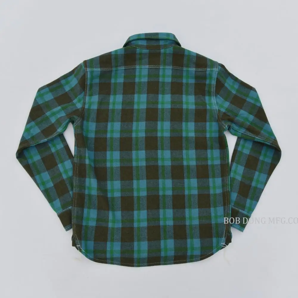 BOB DONG Wool Plaid Shirts Winter Casual Warm Button Front Long Sleeve Shirts