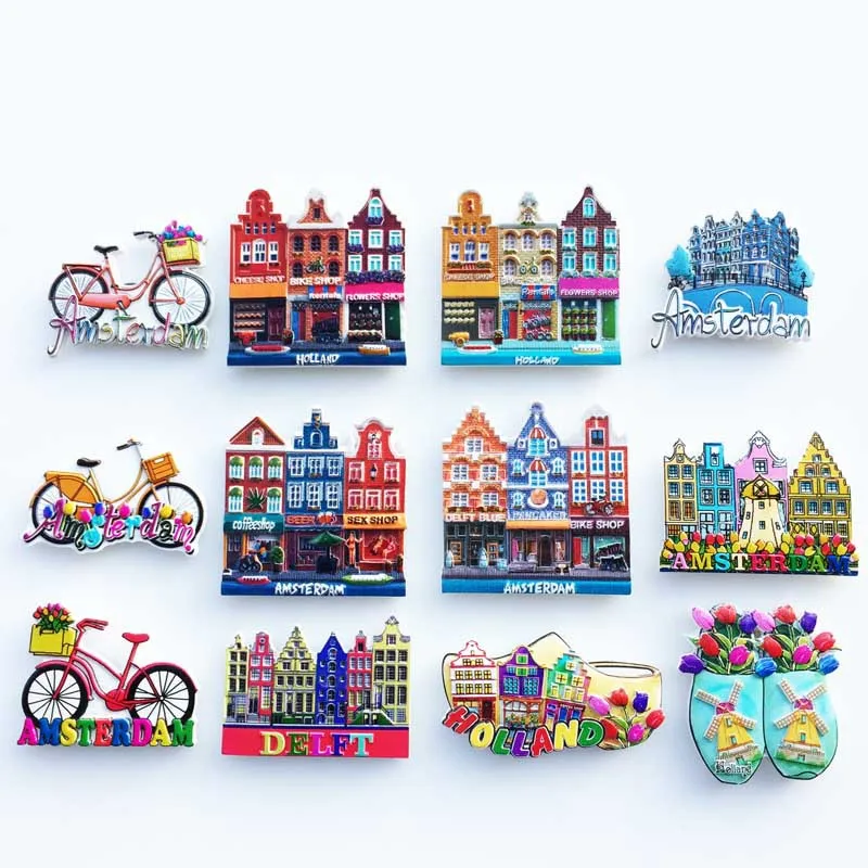 3D Netherlands Amsterdam Delft Souvenirs Refrigerators Fridge Magnets Board Resin Magnetic Stickers Home Decor Decorations