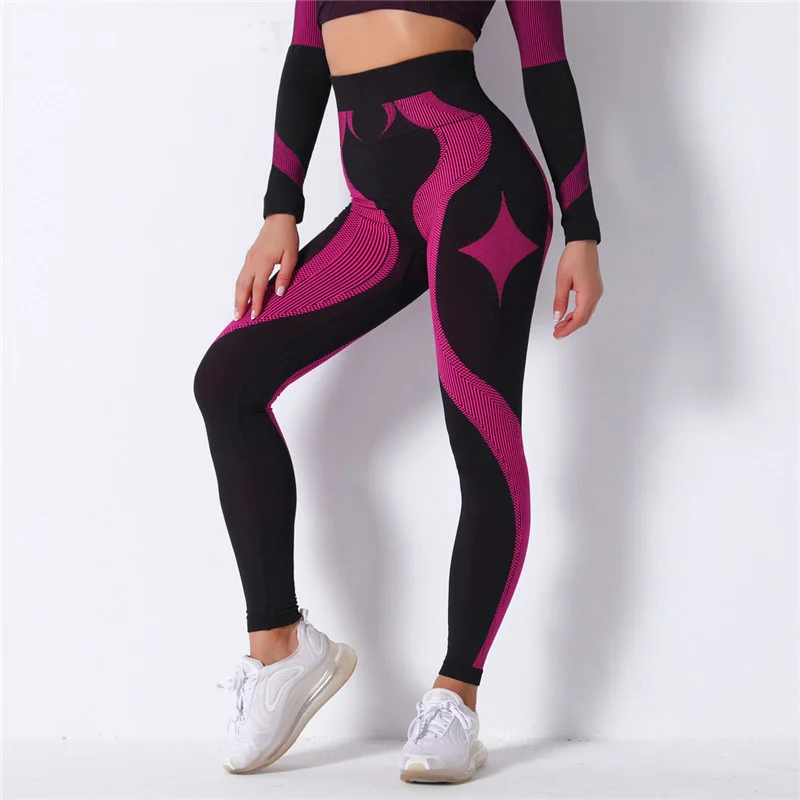 Calça legging sem costura feminina, cintura alta, esporte, controle de barriga, corrida, esportes de mulheres