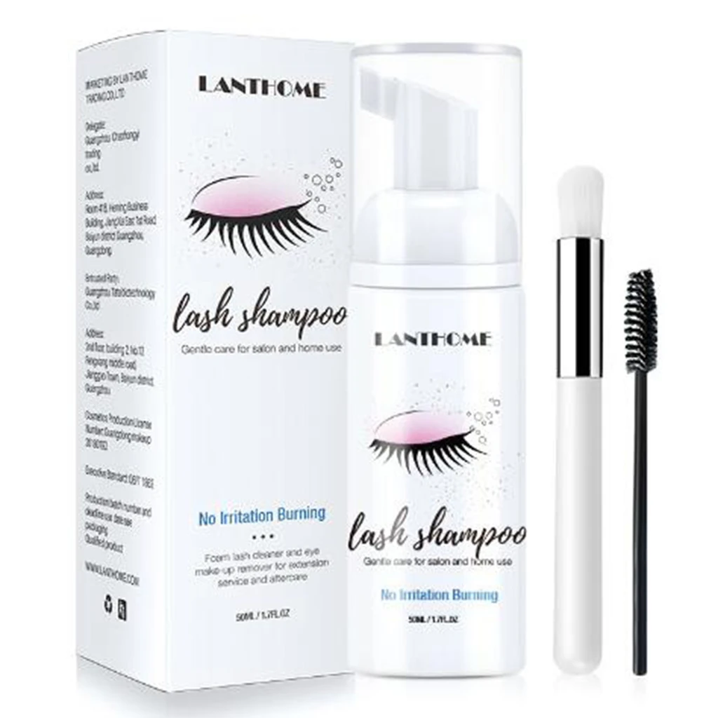 50ml Professional Eye Lashes Foam Cleaner Individual Eyelash Extension Cleanser Shampoo No Stimulation for Removing Eye Makeup