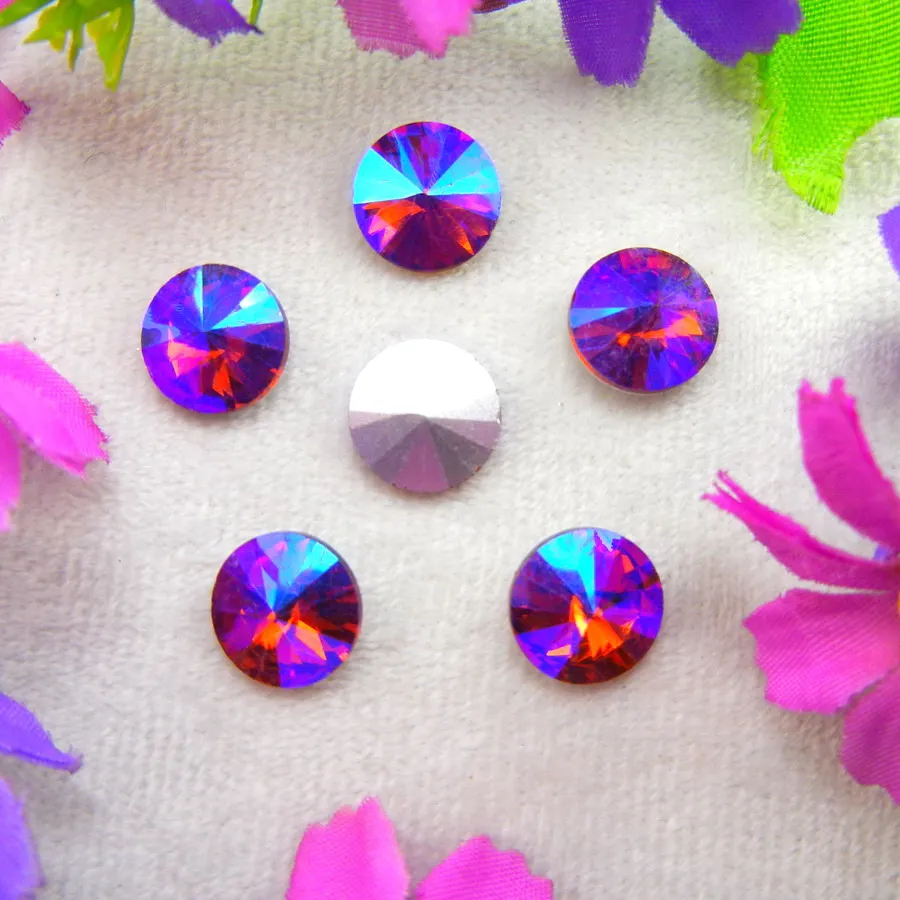 AB Farben 6mm 8mm 10mm 12mm 14mm 16mm 18mm Rivoli Runde Glas-Kristall Aufklebe-Strassperlen Zubehör DIY Verzierung – Detail 16