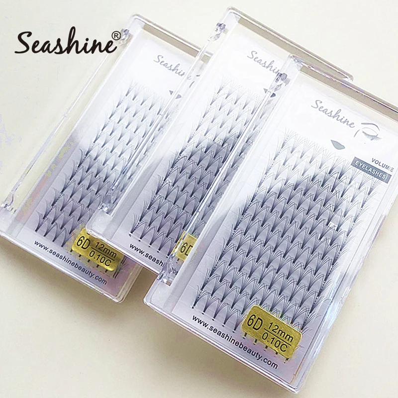 Seashine Lashes Volume Eyelash Extensions Short Stem Handmade Faux Mink Russian Volume Lashes Premade Fans Eyelash Extension