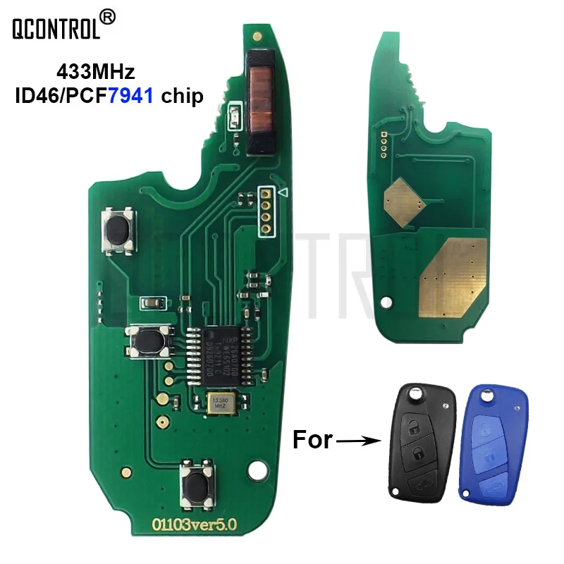 QCONTROL Car Remote Key Electronic Circuit Board for Fiat Panda 2003 2004 2005 2006 2007 2008 2009 2010 2011 2012 ID46 PCF7941