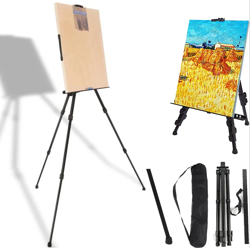 

52-155cm Adjustable Metal Easel Portable Sketch Travel Easel Thicken Triangle Aluminum Alloy Easel Sketch Drawing Art Supplies