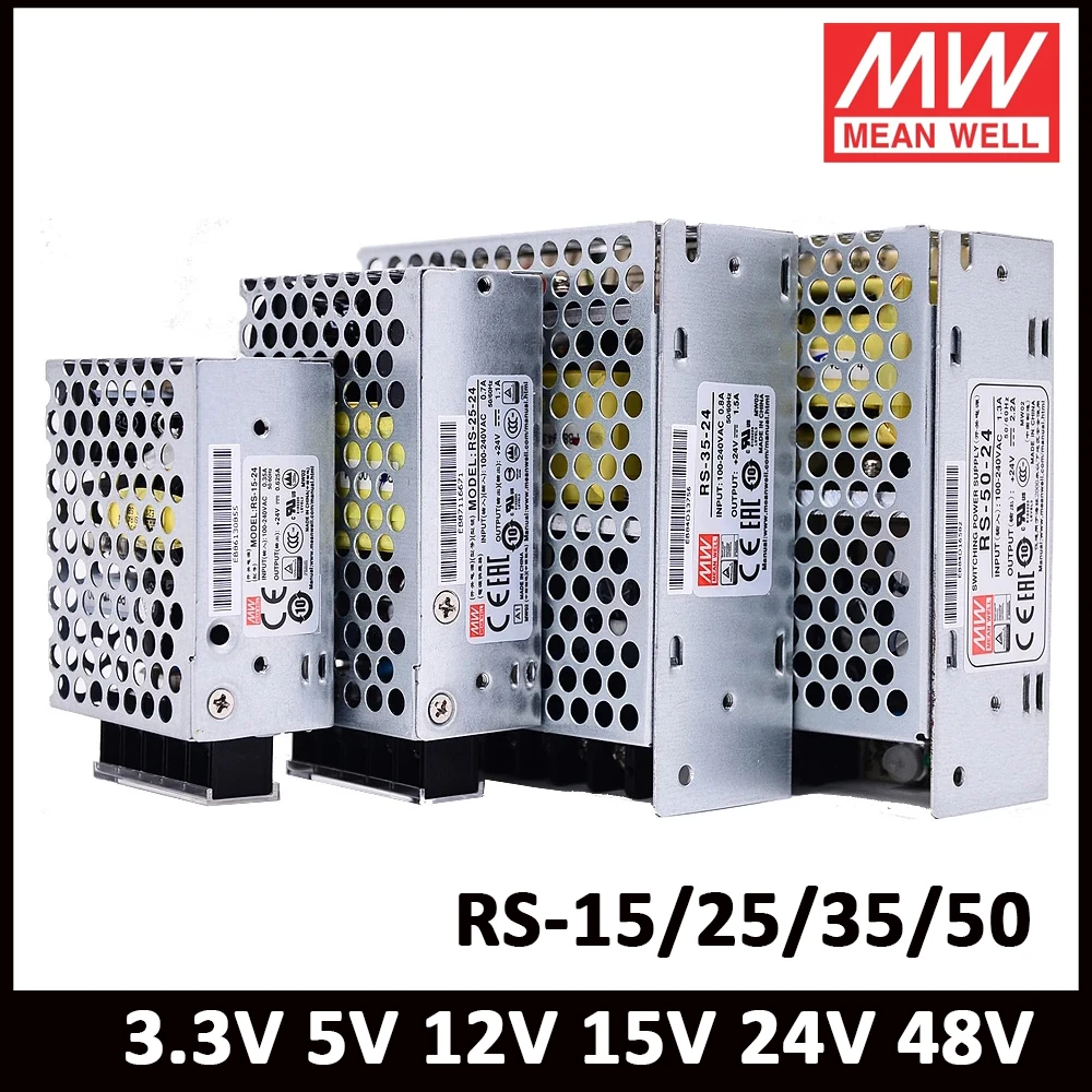 MEAN WELL RS-15 RS-25 RS-35 RS-50 3.3V 5V 12V 15V 24V 48V Meanwell Single Output Switching Power Supply