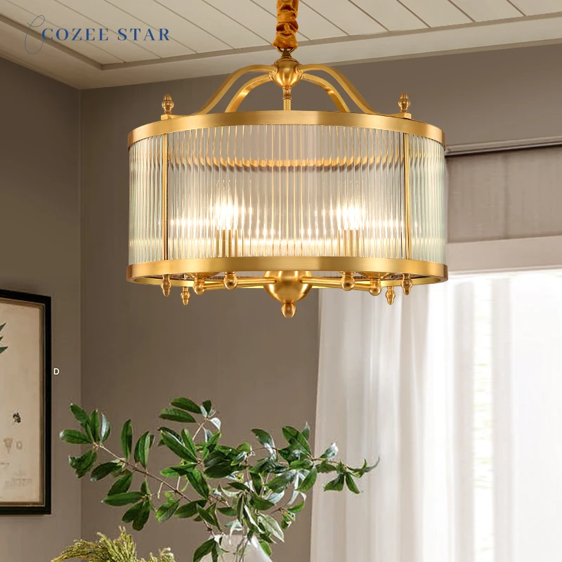 

Роскошные медные светодиодные люстры, круглые подвесные светильники из золотого стекла, украшение для дома, лампы для спальни, гостиной