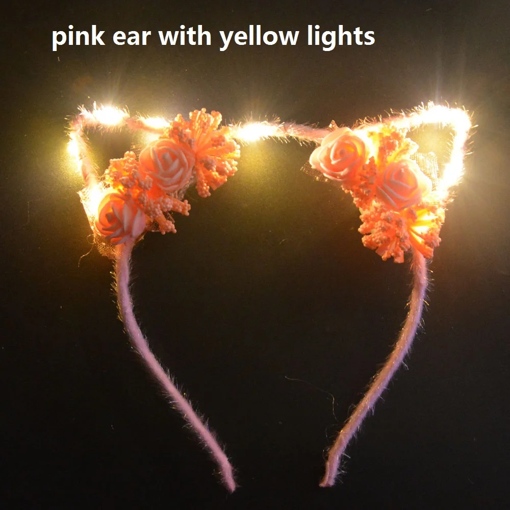 1 stücke Frauen Mädchen Krone Hase Fuchs Katze Ohr Haar Hoop Glow String Licht Stirnband Party Geschenk Cosplay Geburtstag Hochzeit Festival – Detail 12
