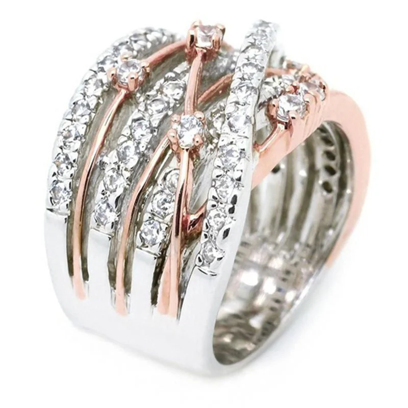 Women's 925 Sterling Silver AAAAA Zircon Interwoven Ring, Engagement Gift