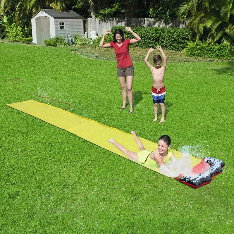 Glissades d'eau de pelouse avec pulvérisation, glissades d'eau de pelouse de 16 pieds pour enfants garçons filles, jeu de jardin, jeux de piscine, jouets de fête en plein air