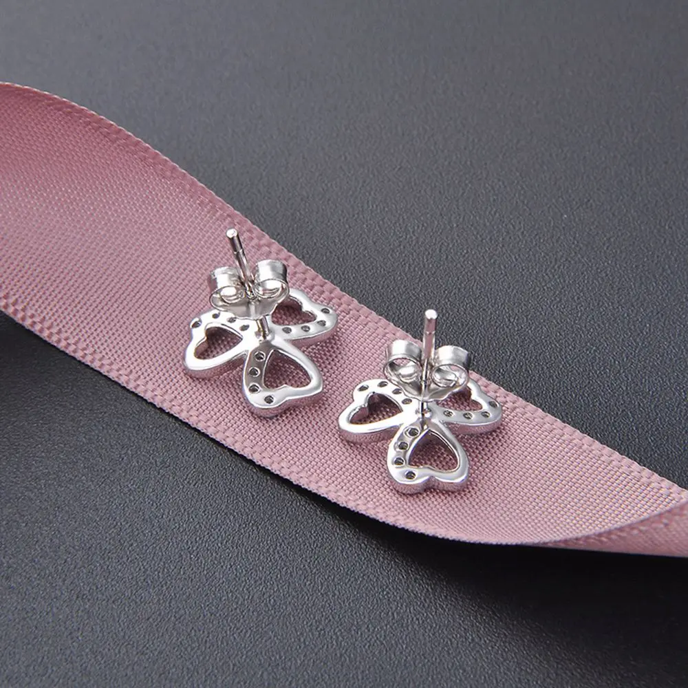 Fashion Temperament Girls' Ear Accessories S925 Silver Set Zircon Creative Personality Small Apple Earrings