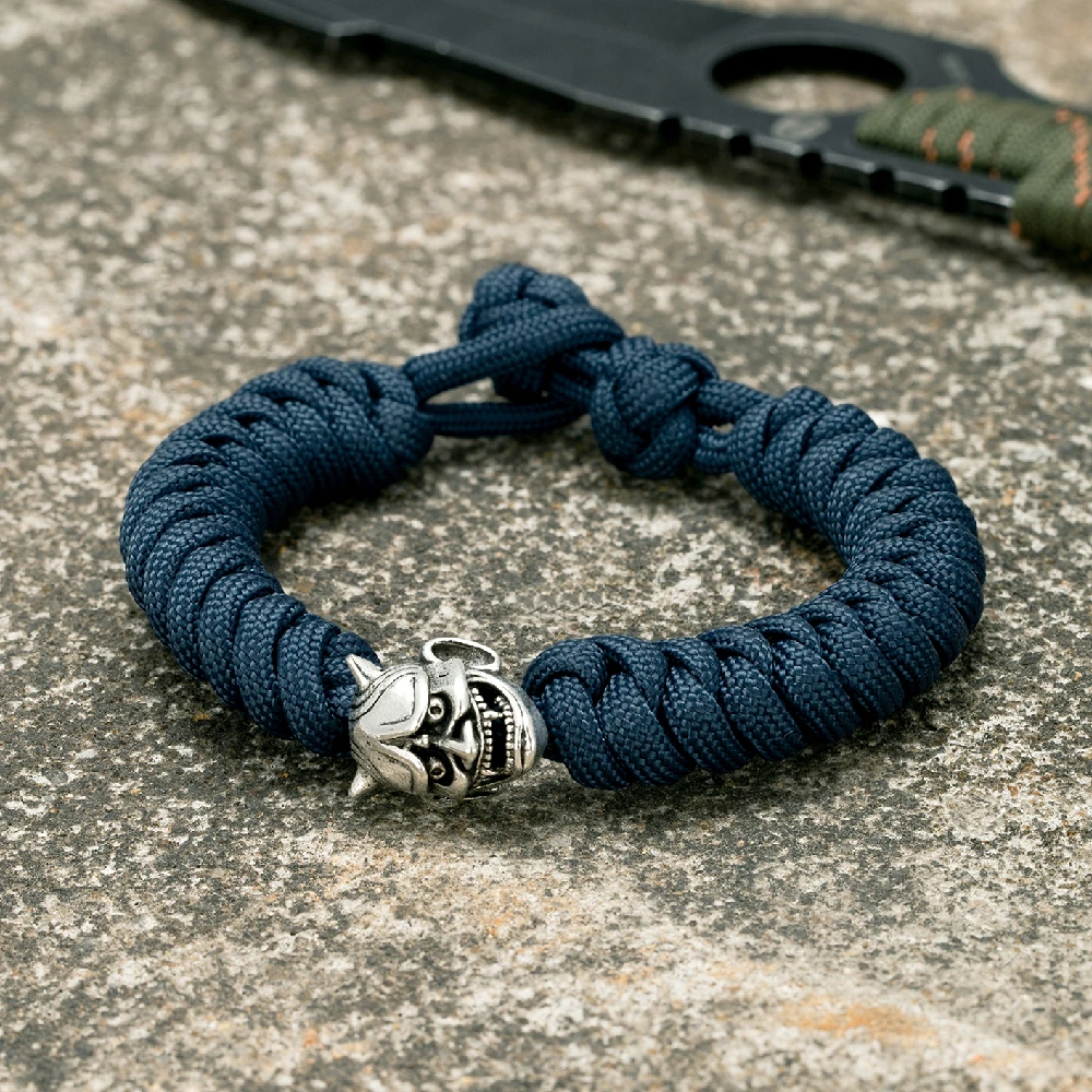 Simple Retro Noh Mask Bracelets Mens Amulet Japanese Hannya Wristband Adjustable Handmade Paracord Rope Outdoor Survival Jewelry