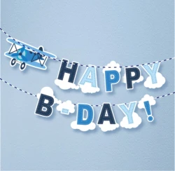 Aeroplane Birthday Party Decorations Plane Blue Happy Birthday Banner Vintage Baby Shower First Birthday Banner