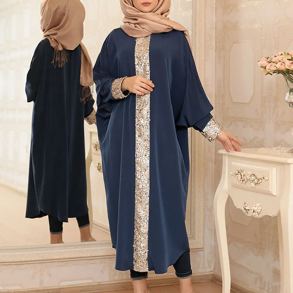 

Ramadan Musulman Robe Women Maxi Dress Sequin Abaya Dubai Turkey Islamic Clothing Modest African Dresses Prayer Gown Kaftan Eid