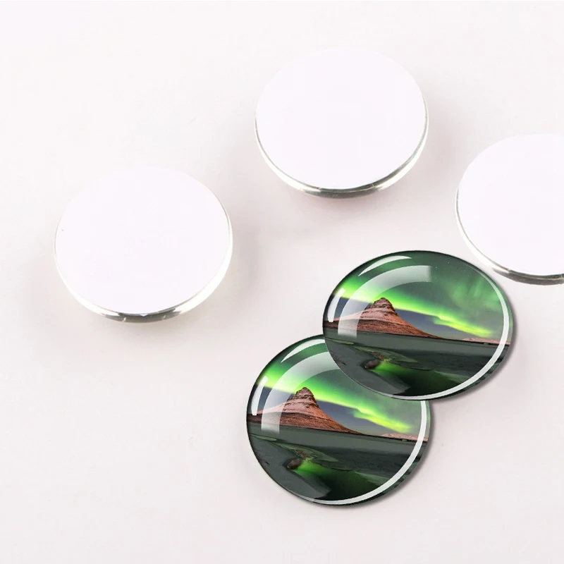 5PCS/lot Northern Lights Photo DIY Glass Cabochon Setting Supplies for Luminous Jewelry Accessories 12mm 16mm 20mm 25mm