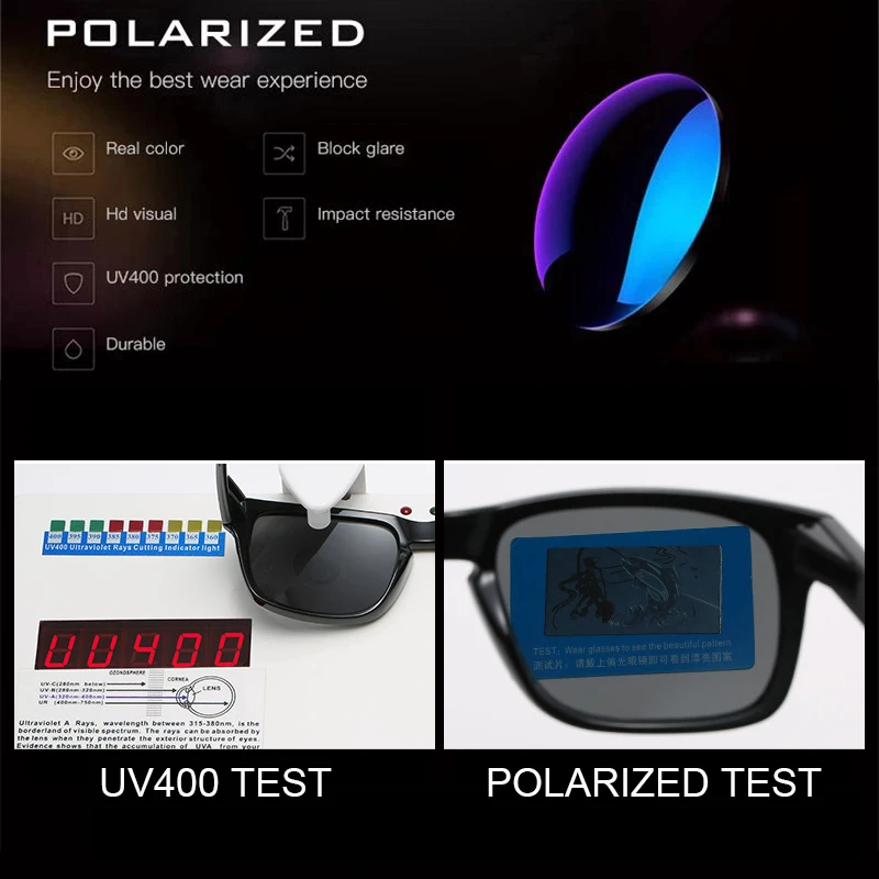 Klassische Schwarze Quadratische Polarisierte Sonnenbrille Männer Frauen Mode Sport Sonnenbrille Männlich Stilvolle Outdoor Fahren Angeln Shades – Detail 5