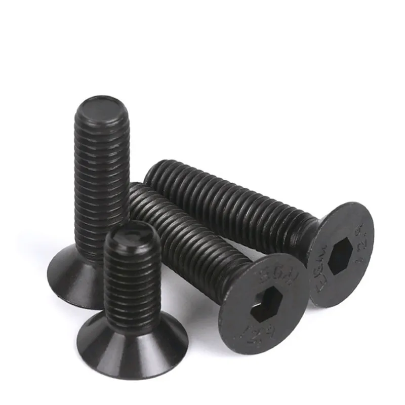 250PCS M3 Hex Hexagon Socket Countersunk Head Screws Assortment Kit Carbon Steel Black Hex Socket Flat Head Screw Set DIN7991