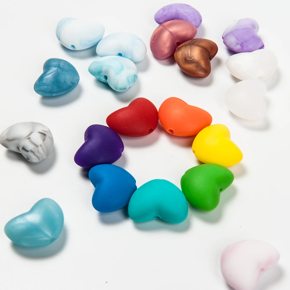 Cute-idea 10pcs cuore perline in Silicone ciuccio Clip BPA fai da te gratuito per bambini prodotti da masticare massaggiagengive Food Grade giocattoli per la cura dentale