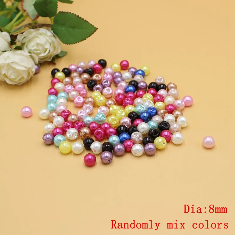 50pcs/lot 6/8/10/12mm 4 size multicolor pearls Buttons sdark hole plastic Decorative Buttons For Craf Sewing diy Accessories