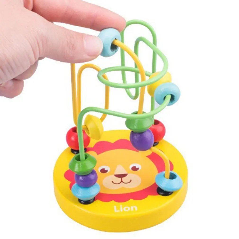 Hot Montessori Educational Math Toy Wooden Mini Circles Bead Wire Maze Roller Coaster Abacus Puzzle Toys For Children Kids Gift