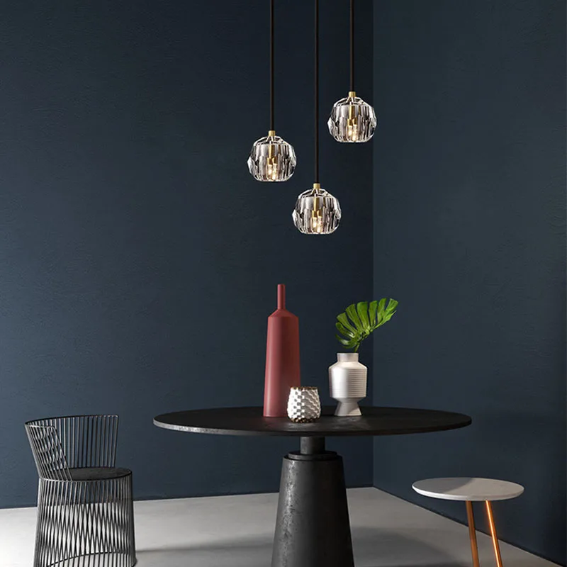 

Nordic LED Pendant Lights Crystal Gold Hanging Lamp For Dining Table Bar Kitchen Living room lamp industrial Modern Light