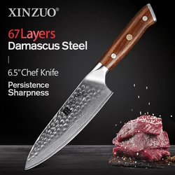 XINZUO 6.5 Inch Chef Knife 67 Layers Damascus Steel Kitchen Knive New Design High Carbon Steel Cooking Knife Gift