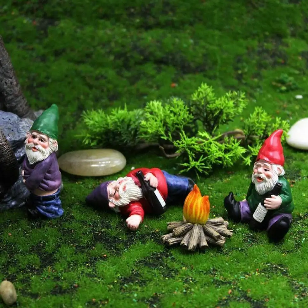 Mini Resin Moss Micro Landscape Decoration Outdoor Fairy Miniature Garden Dwarf Ornaments Handicraft Flower Pot Accessories Elf