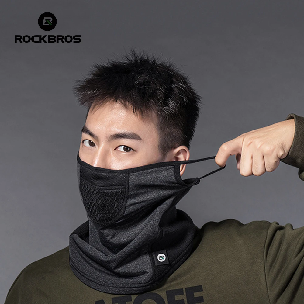 ROCKBROS Winter Mask Fleece Keep Warm Cycling Face Mask Hanging Ear Headwear Windproof Men Women Ski Masks Bike Equipment 2019